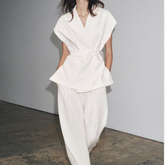 NWT Zara Linen Trousers - XS - White - Picture 6 of 6